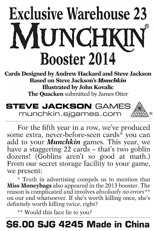 Exclusive Warehouse 23 Munchkin Booster 2014 cover